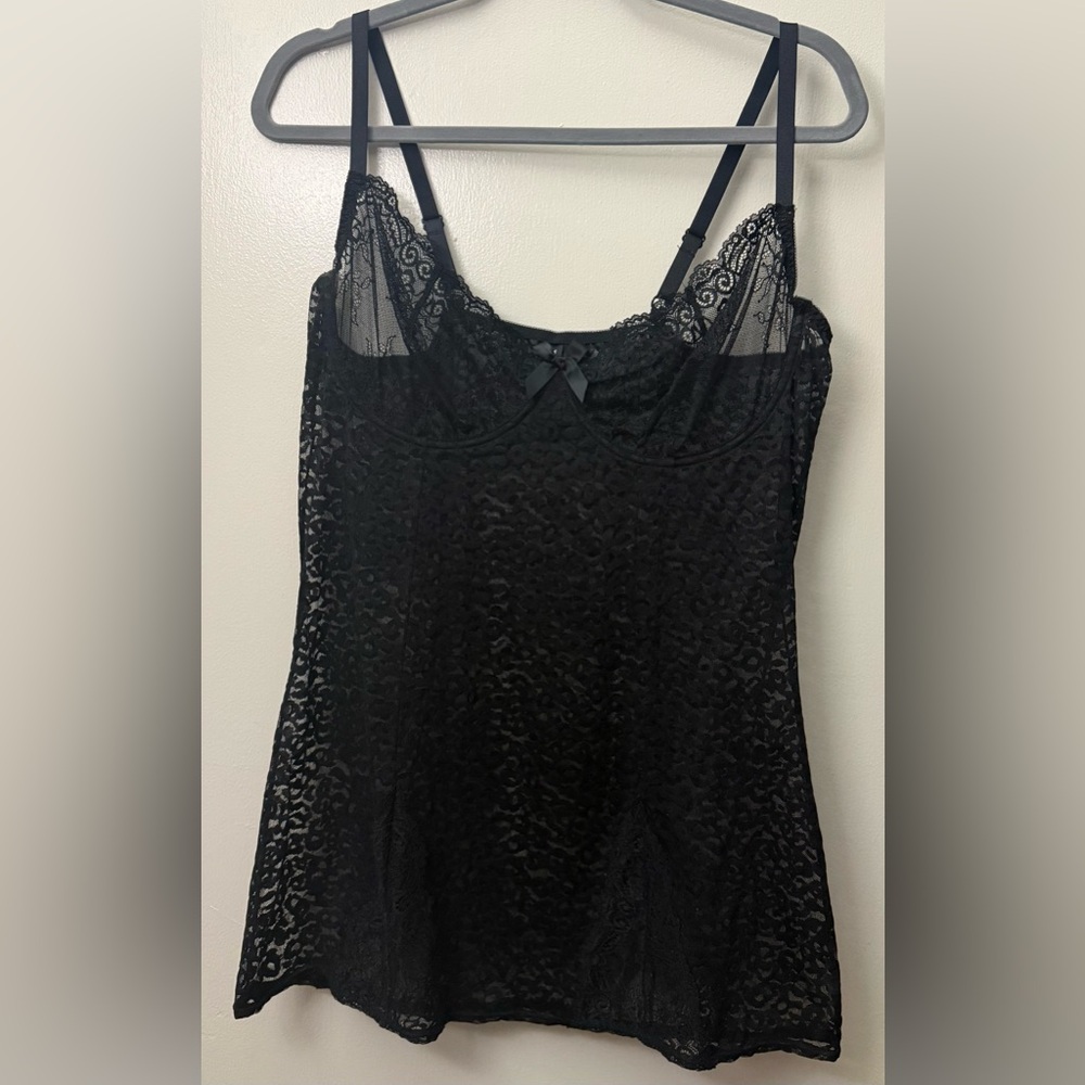 Lace-Trim Black Cheetah Teddy with a wired bra